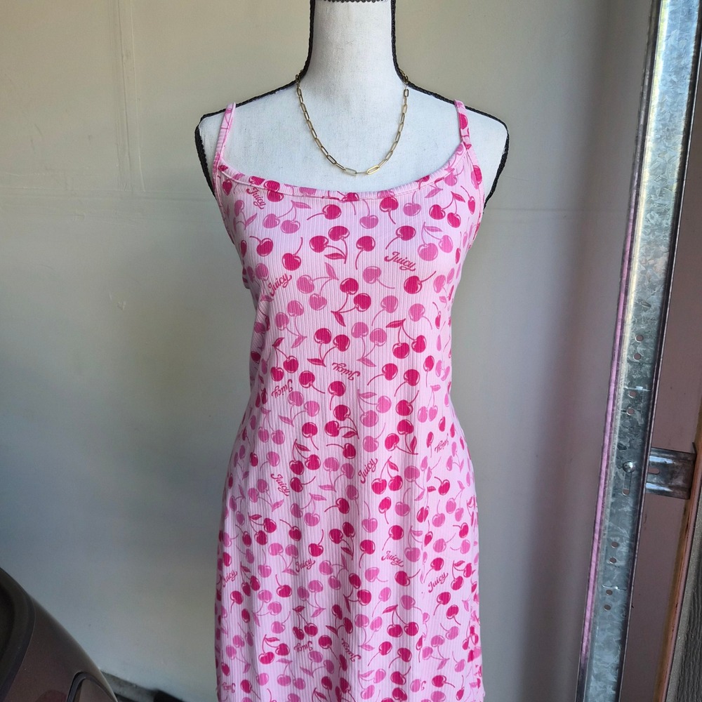 Juicy Couture Cherry Y2K Slip Dress Women XL Coquette Dollette Barbie Cherrycore